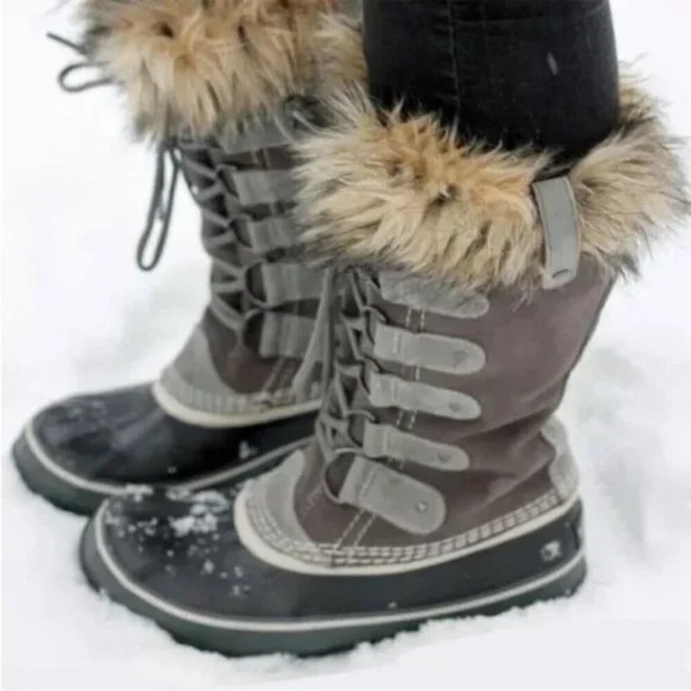 Sorel Brown & Black Faux Fur Winter Snow Boots